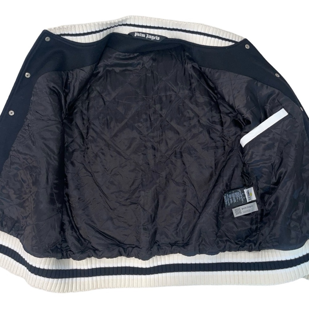 PALM ANGELS 
Smiley‎ X Burning Head Varsity Jacket - Black,Yellow - Picture 9 of 15